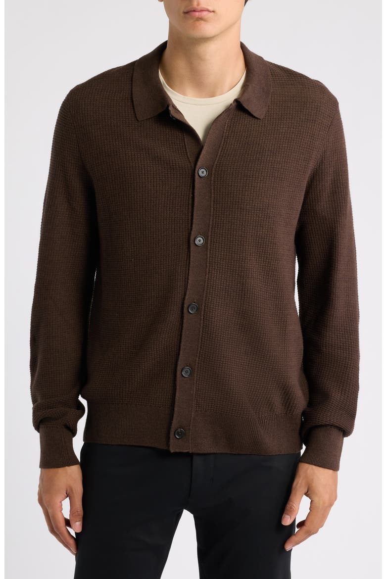 Lumile Button Cardigan, Alternate, color, DARK OAK