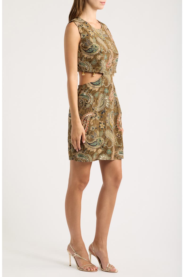 Roma Paisley Cutout Sheath Dress, Alternate, color, GREEN