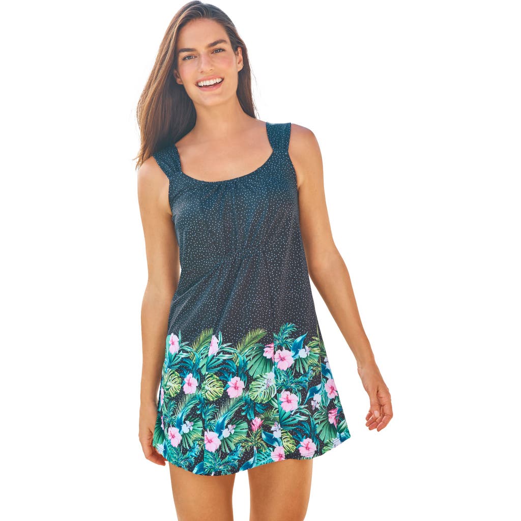 Swim 365 Smocked Swim Dress Set In Blue