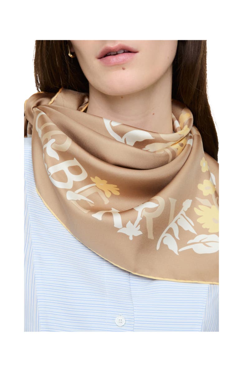 Burberry Floral EKD Silk Scarf, Alternate, color, Sand Beige