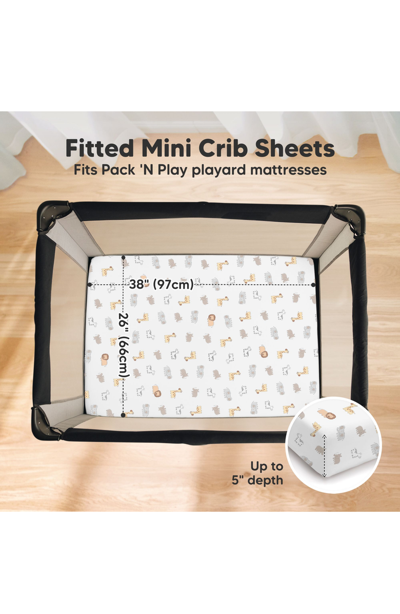 KeaBabies 2-Pack Soothe [Protect+] Waterproof Mini Crib Sheets, Alternate, color, Keasafari