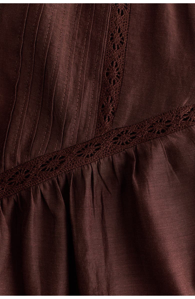 H&M Lace-inset Viscose-blend Blouse, Alternate, color, Dark Brown