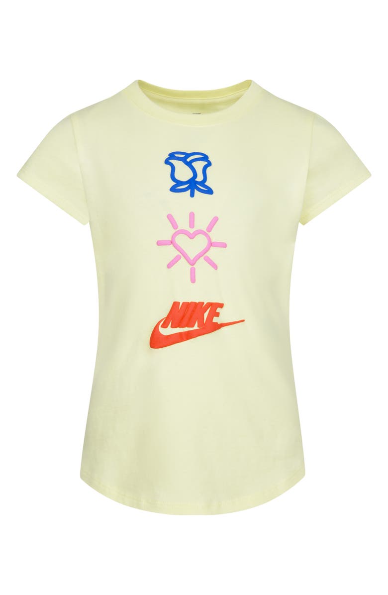 Nike Kids' Love Icon Stack T-Shirt, Main, color, Citron Tint