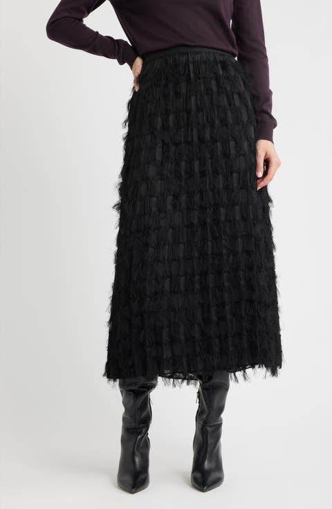 Vodia Fringe Detail Midi Skirt