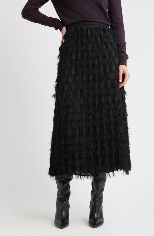 Hugo Boss Boss Vodia Fringe Detail Midi Skirt In Black
