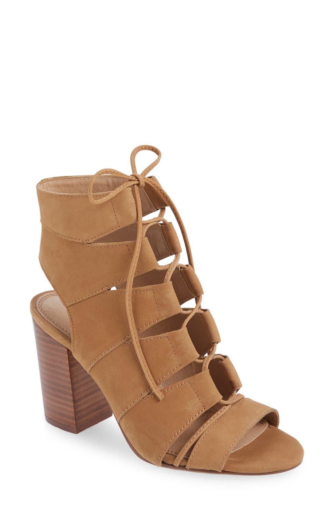 'Banden' Lace-up Sandal, Main, color, MAPLE LEATHER