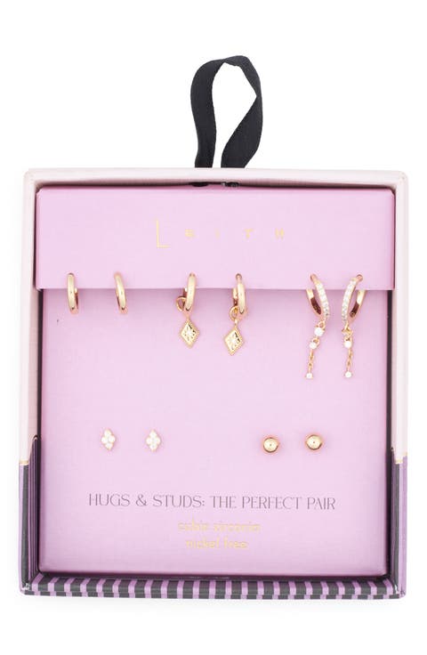 Set of 5 Stud & Hoop Earrings