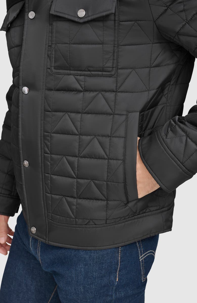 Cole Haan Mixed Media Quilted Jacket, Alternate, color, Black