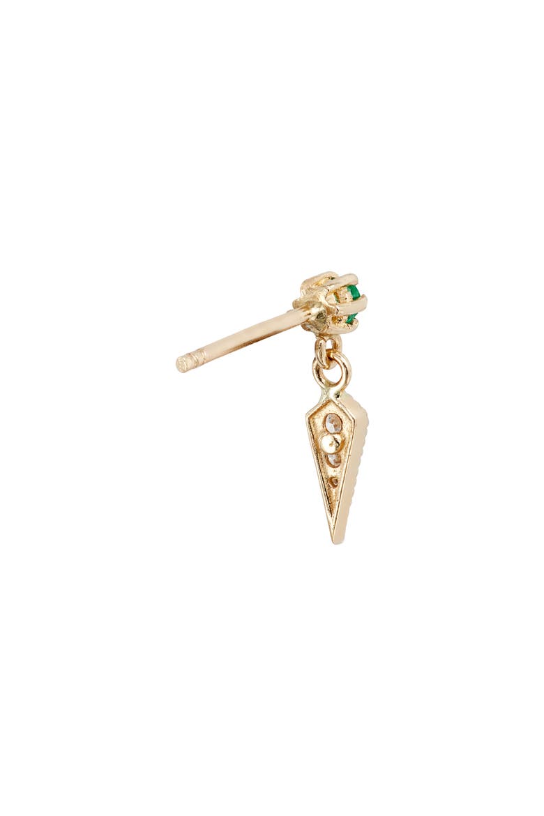 Diamond & Emerald Drop Earrings, Alternate, color, YELLOW GOLD