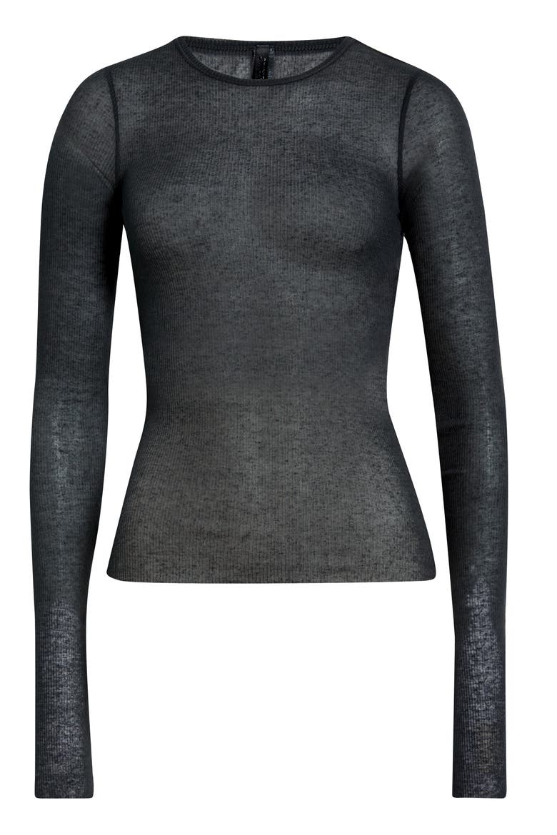 Sheer Cotton Blend T-Shirt, Alternate, color, SOOT