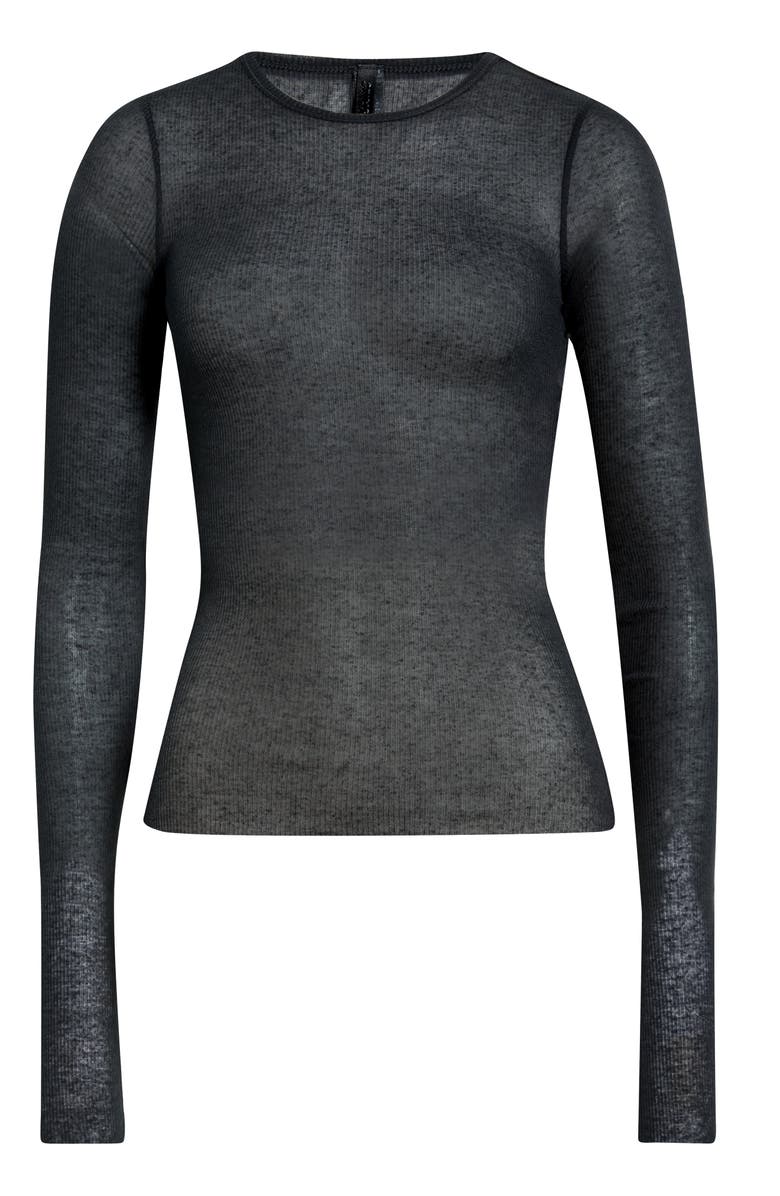 SKIMS Sheer Cotton Blend T-Shirt, Alternate, color, Soot