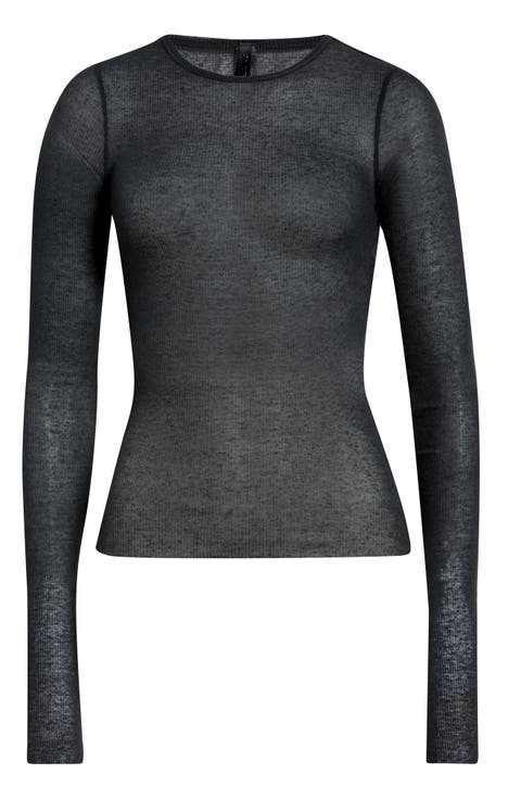 Sheer Cotton Blend T-Shirt (Regular & Plus)