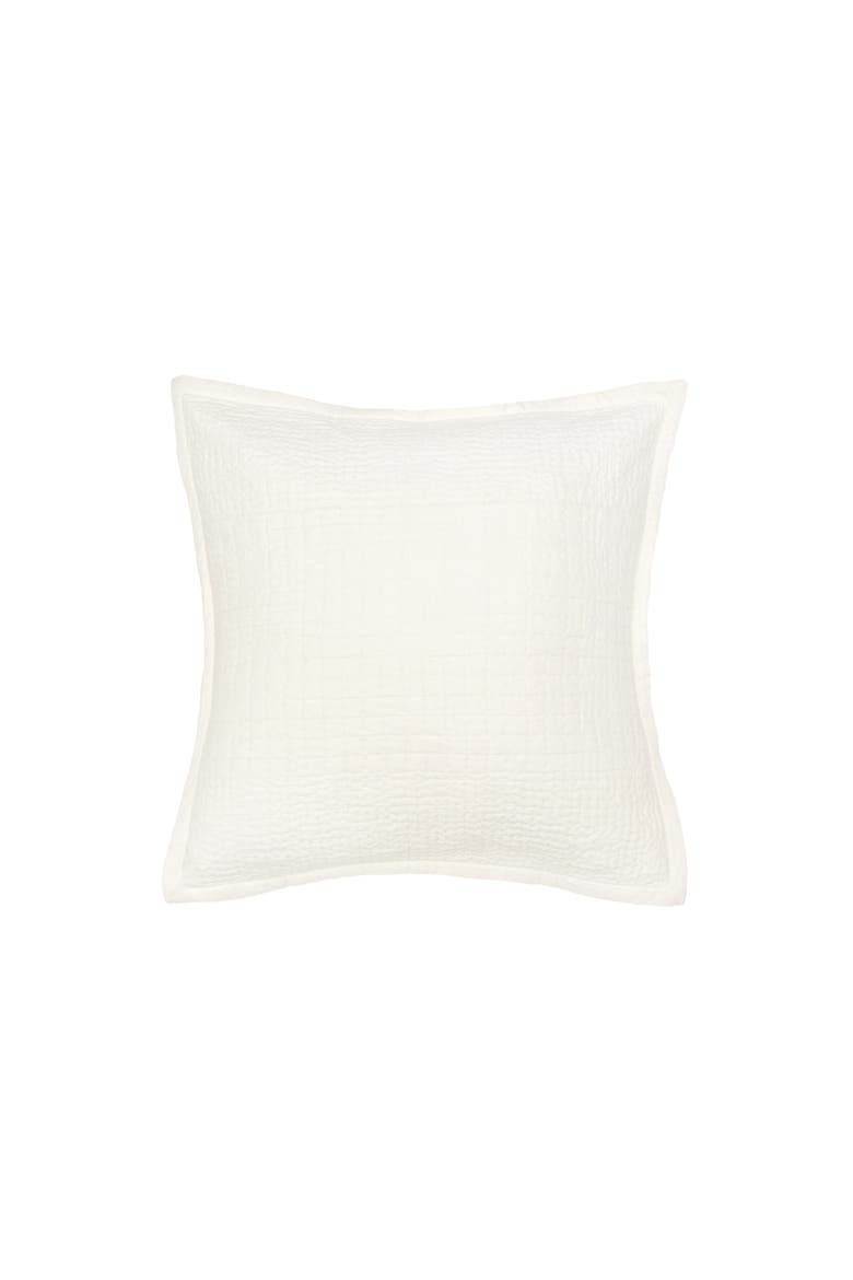26" x 26" Willa White Ivory Cotton Voile Euro Pillow Sham w/ Flange, Main, color, Off-White