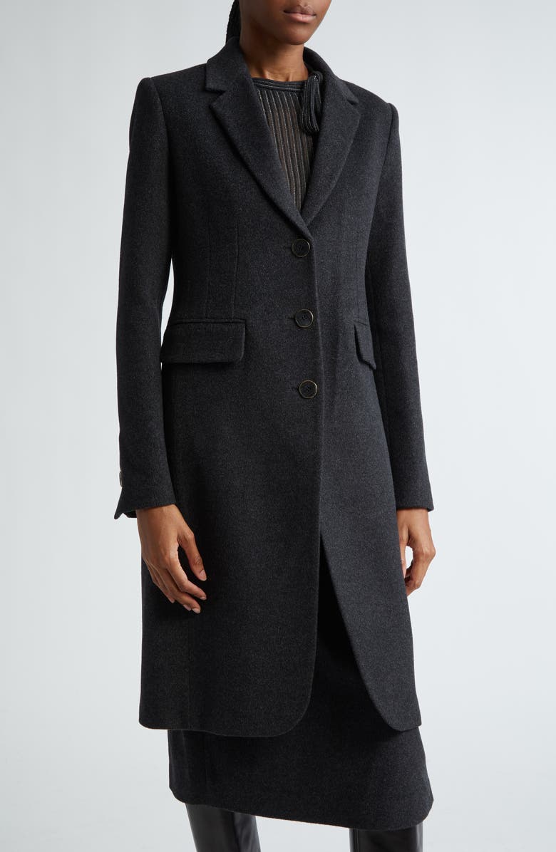 St. John Collection Single Breasted Wool & Cashmere Coat, Alternate, color, 