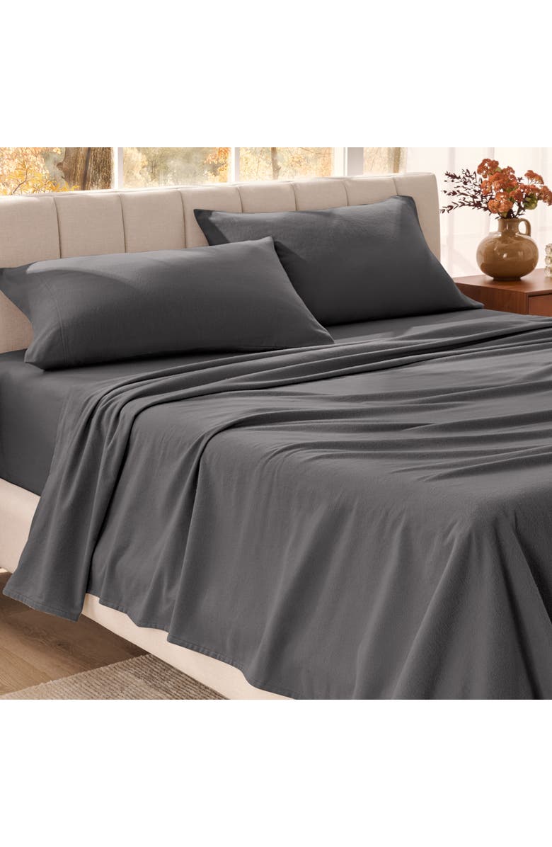 Bare Home 100% Organic Cotton Flannel Sheet Set - Full XL, Alternate, color, Grey