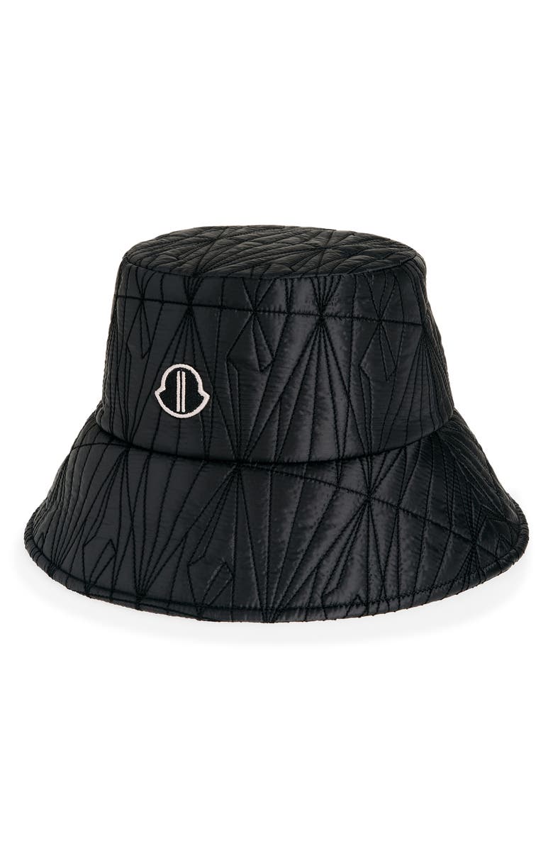 Moncler Quilted Bucket Hat, Main, color, Black