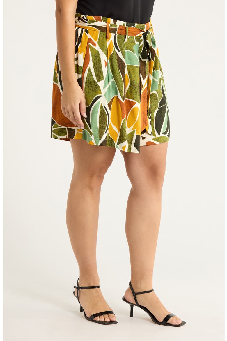 Renia Tropical Wave High Waist Shorts, Alternate, color, BROWN-ORANGE