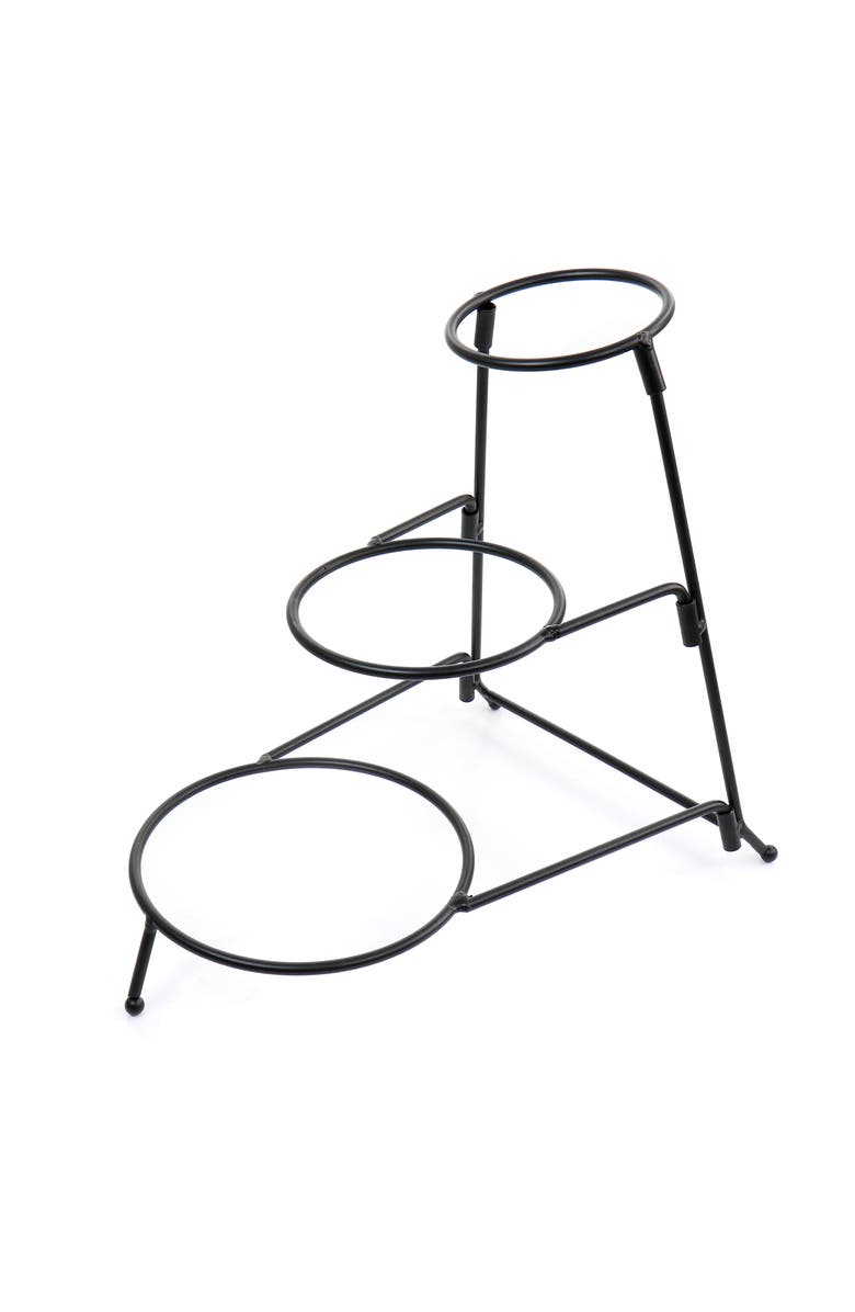 Gibson Home Crenshaw 4 Piece Hand Painted Stoneware 3-Tier Serving Bowl Set with Metal Rack, Alternate, color, Assorted