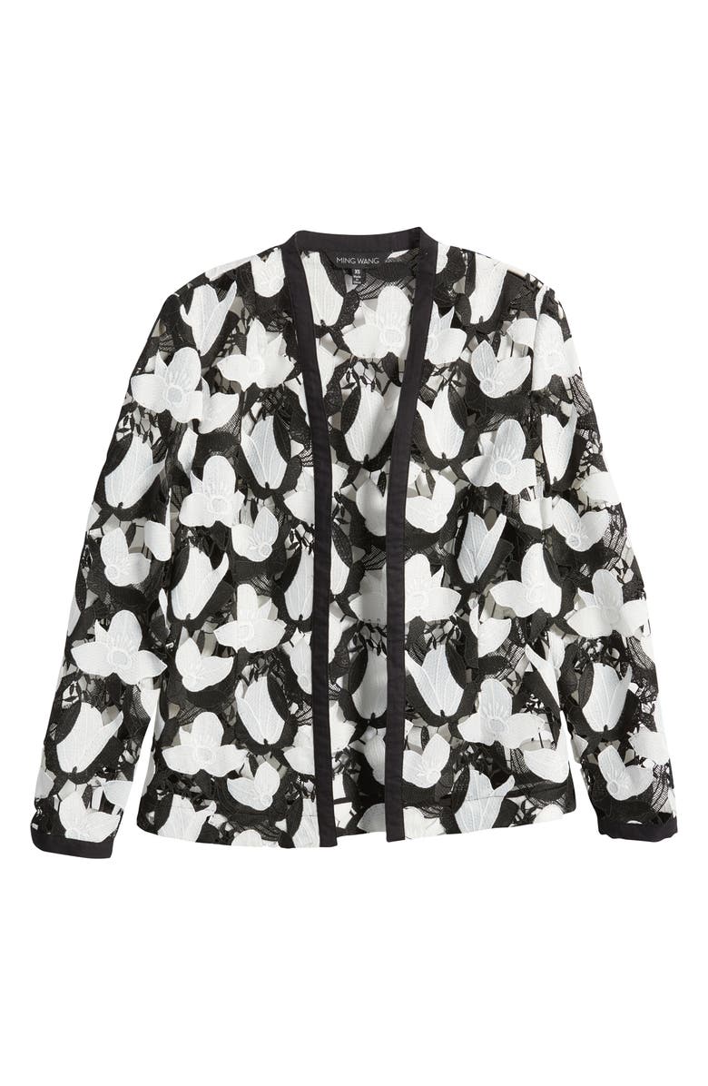 Ming Wang Floral Lace Open Front Jacket, Alternate, color, 