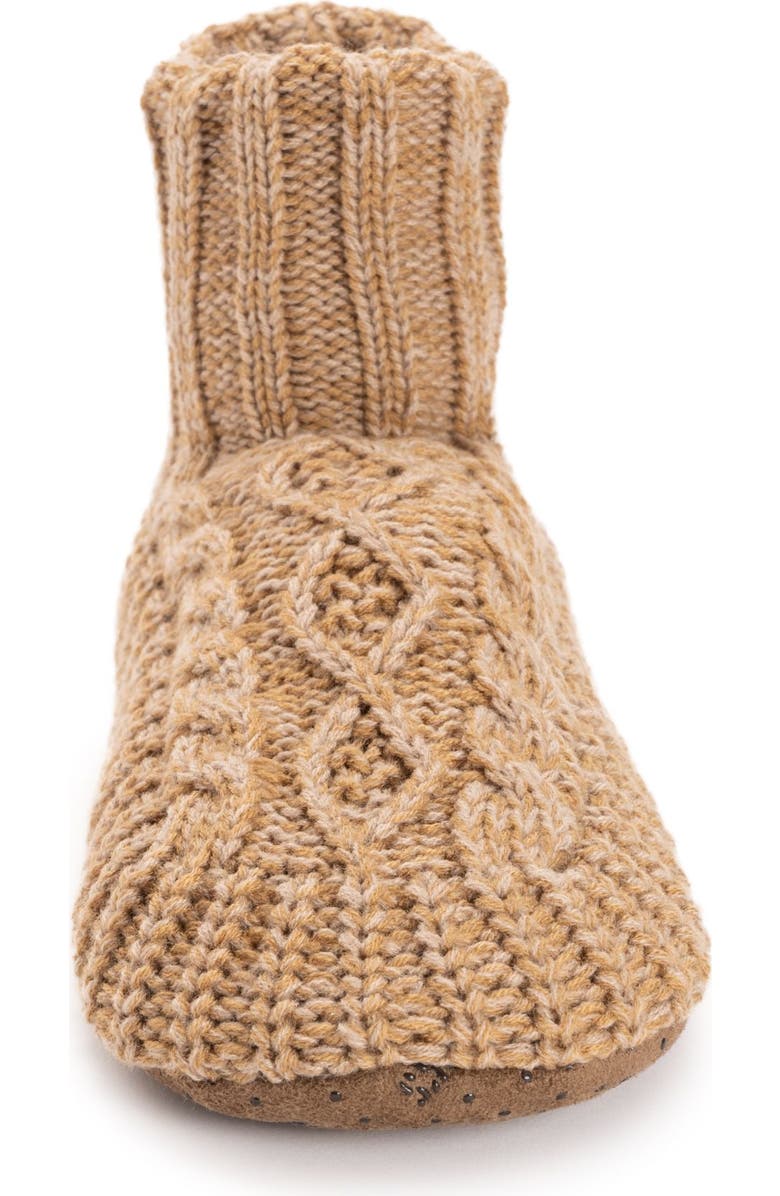 MUK LUKS Acrylic Cabled Bootie Slippers, Alternate, color, Tan