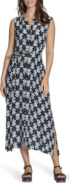 APNY Print Sleeveless Maxi Shirtdress