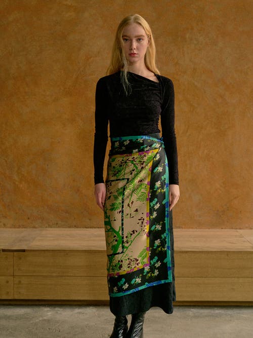 Lost Pattern Nyc Floral Tapestry Large Silk Scarf In Multi
