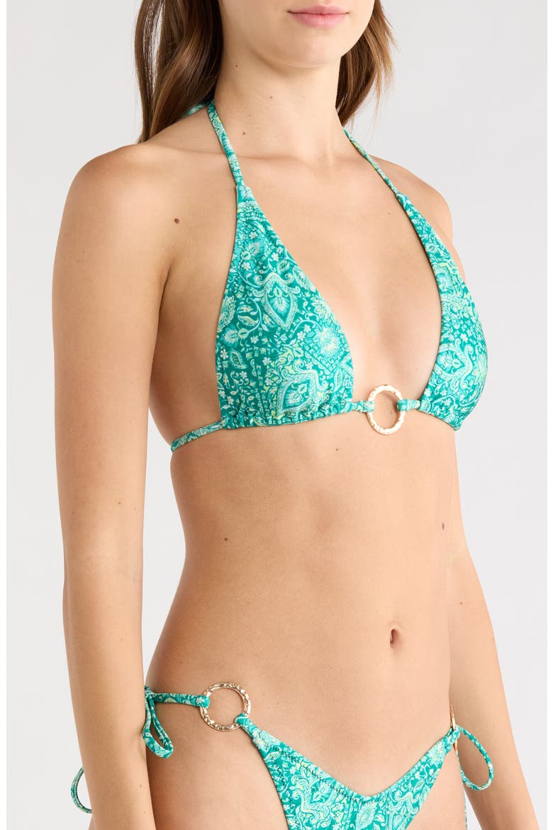 Ring Halter Bikini Top, Alternate, color, EMERALD AURA