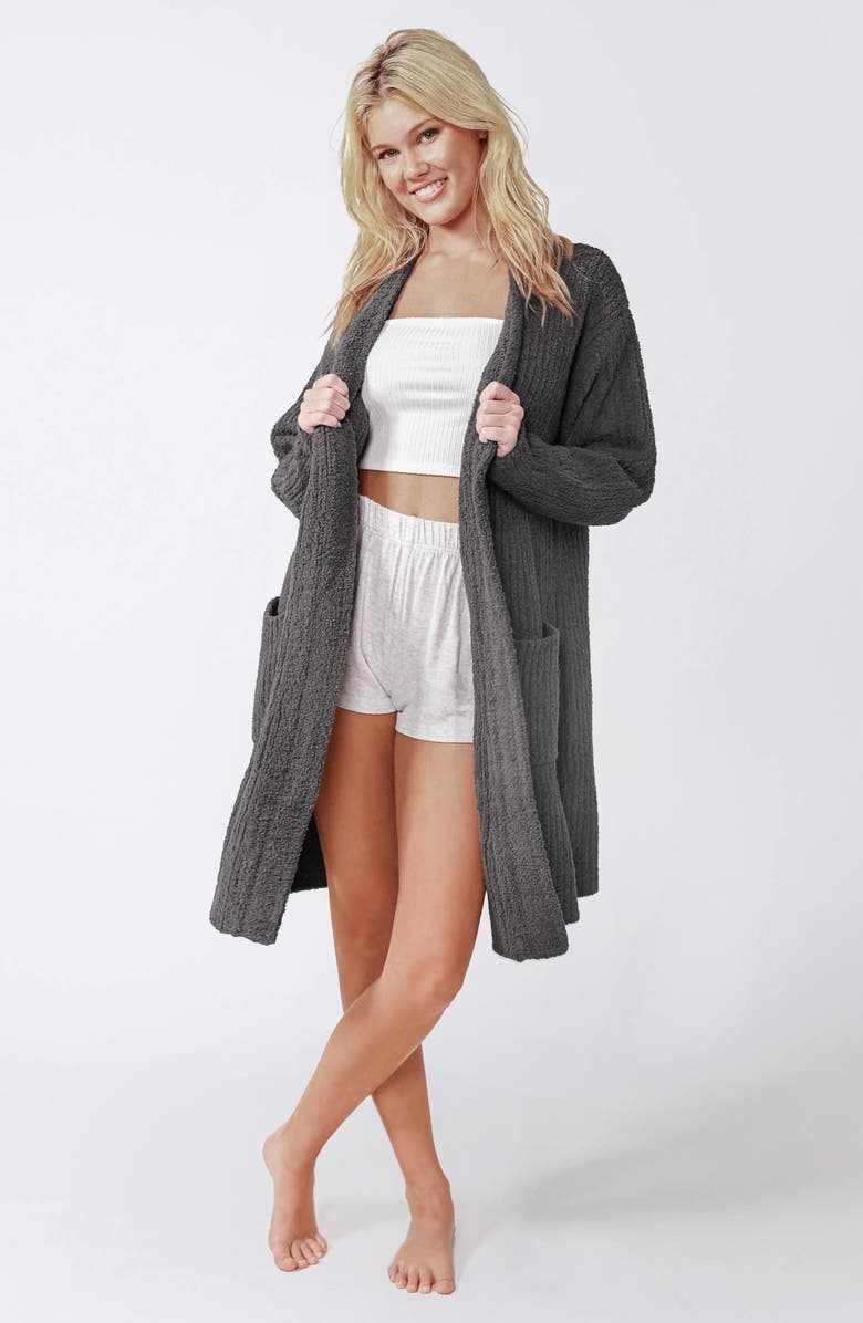 Sunday Citizen Snug Rib Cardigan Robe, Alternate, color, Granite