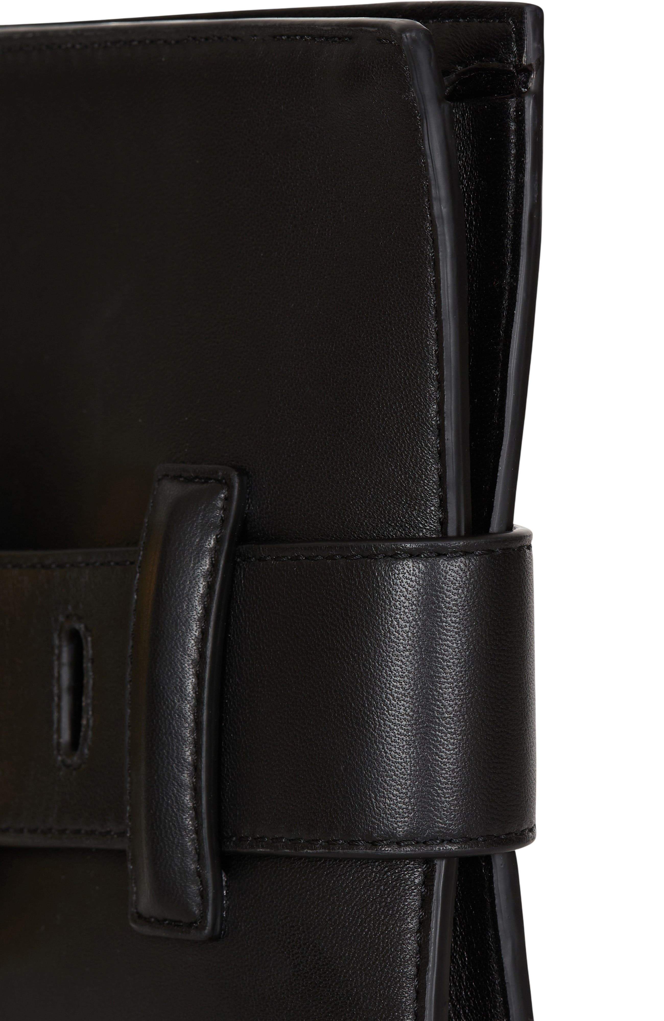 Balmain Anthem smooth leather clutch, Alternate, color, Black