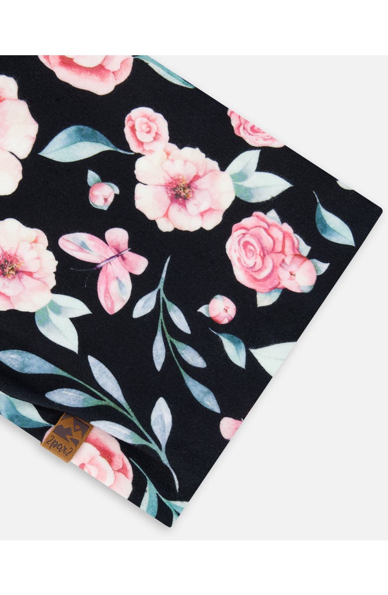 Deux par Deux Girl's Printed Neck Tube Pink, Black, And Flowers, Alternate, color, 