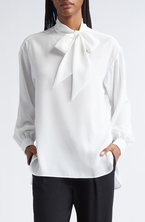 Crepe Tie Neck Shirt