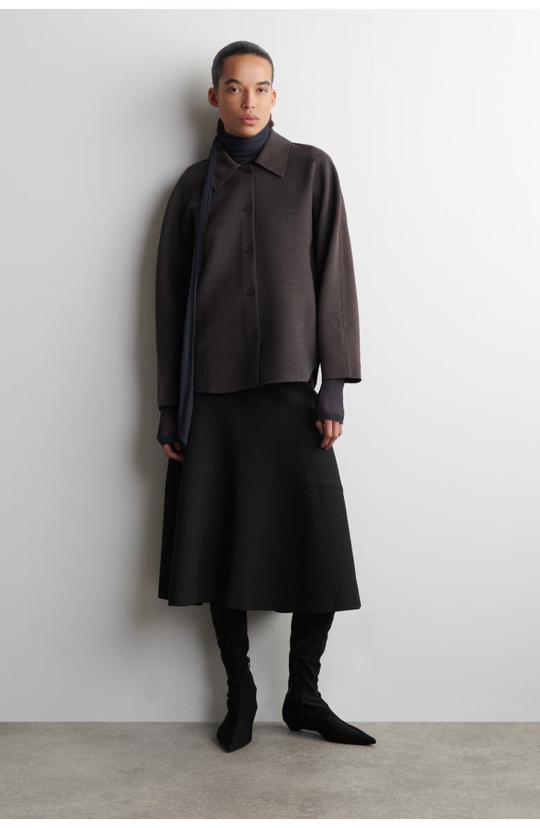 COS Rounded Wool-Blend Shirt, Alternate, color, Brown