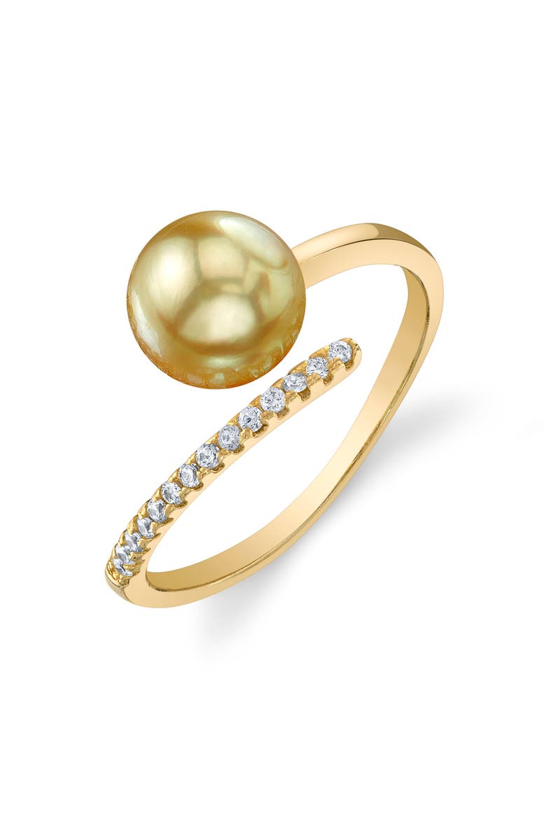 Golden South Sea Pearl & Diamond Valentina Ring, Main, color, Yellow Gold