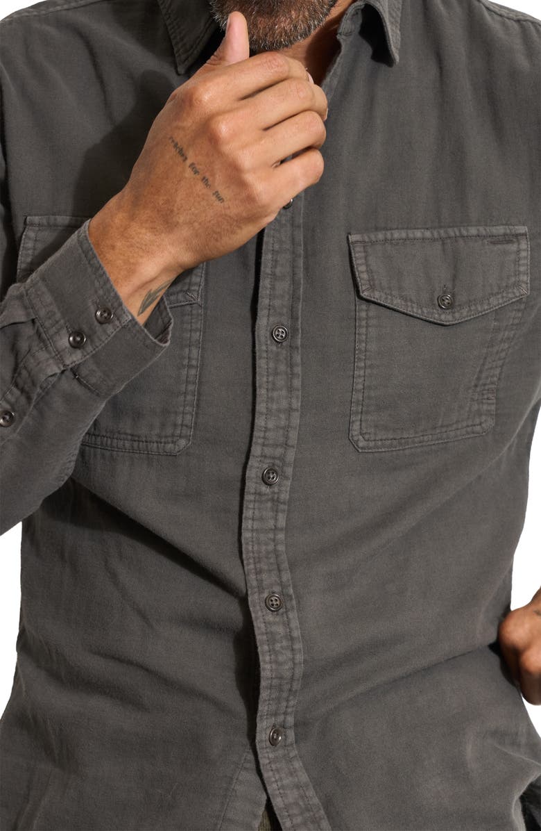 Rowan Leeds Double Weave Button-Up Shirt, Alternate, color, Faded Black