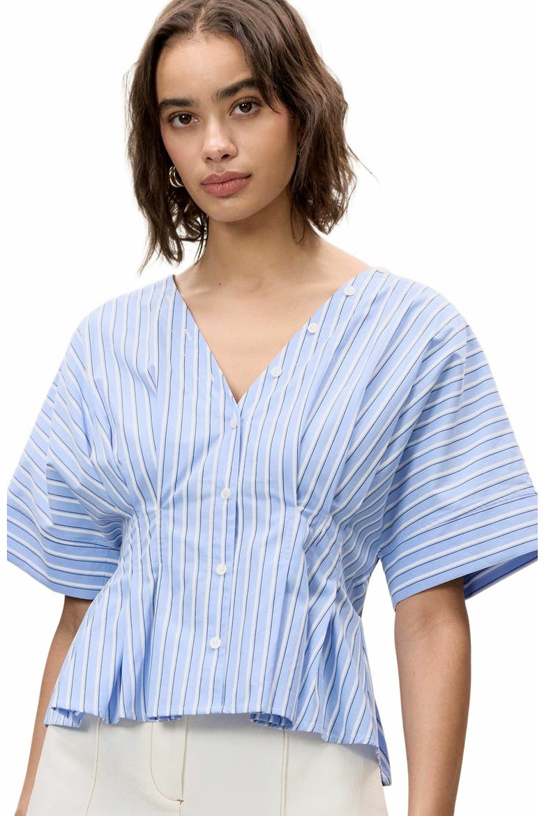 Priya Poplin Top, Alternate, color, BLUE STRIPE COMBO