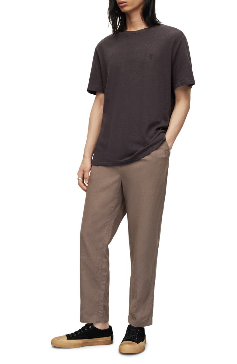 AllSaints Kurtz Logo Embroidered Cotton & Linen T-Shirt, Alternate, color, 