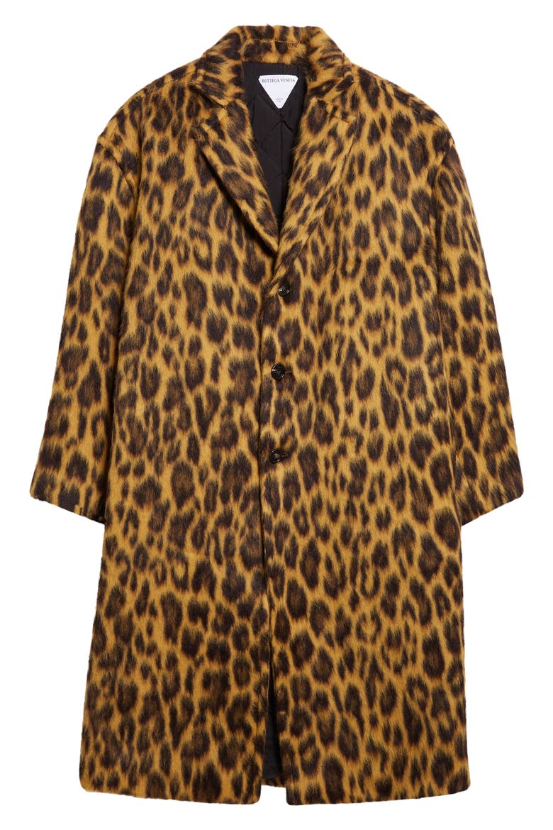 Leopard Print Brushed Alpaca, Wool & Silk Coat, Alternate, color, 2712 CAMEL/ BLACK/ BROWN