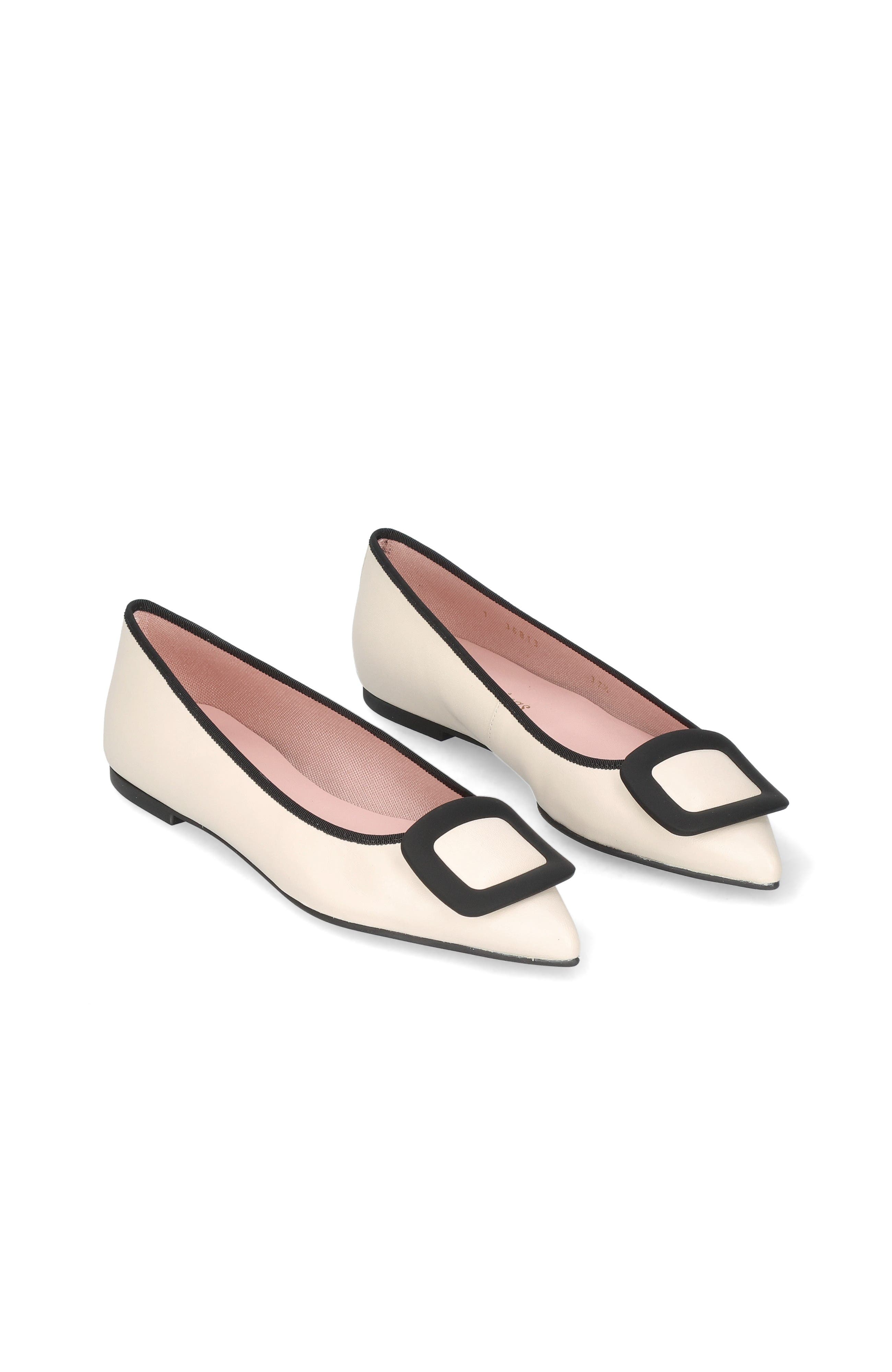 Pretty Ballerinas Pointed Toe Buckle Flat, Alternate, color, Ivory