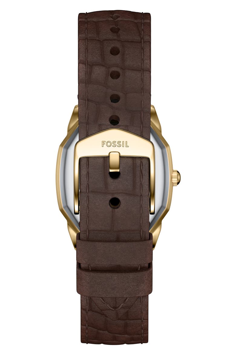 Harlow Croc Embossed Leather Strap Watch, 27mm, Alternate, color, BROWN/ GOLD