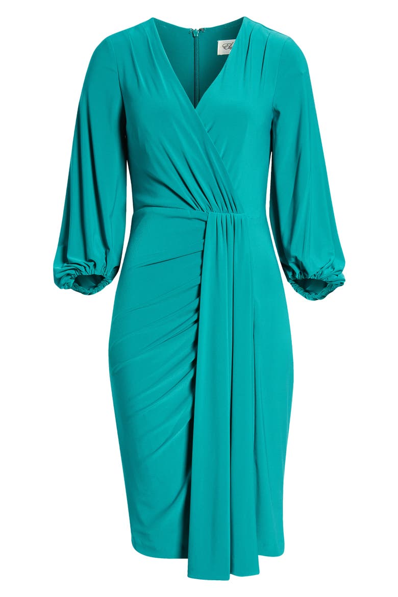 Wrap Look Long Sleeve Dress, Alternate, color, GREEN