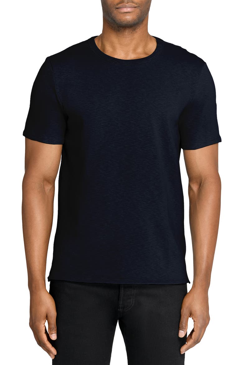 Asher Black Slub Stretch Cotton & Modal T-Shirt, Main, color, NAVY