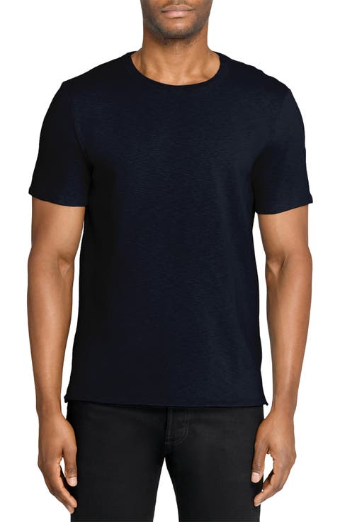 Asher White Slub Stretch Cotton & Modal T-Shirt