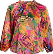 SUGARLIPS Floral Jovie Satin Split Neck Top
