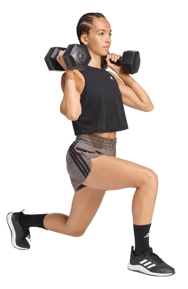 adidas Pacer High Waist Training Shorts, Alternate, color, Charcoal/Black