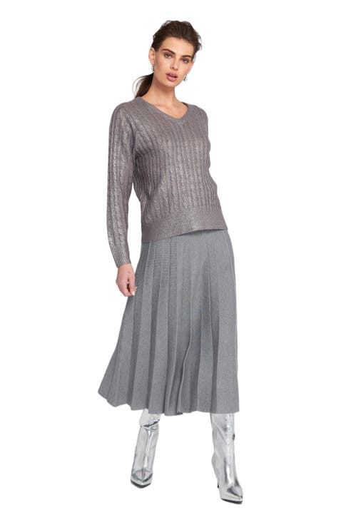 Pleated Sweater Skirt