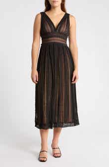 V-Neck Lace Midi Dress
