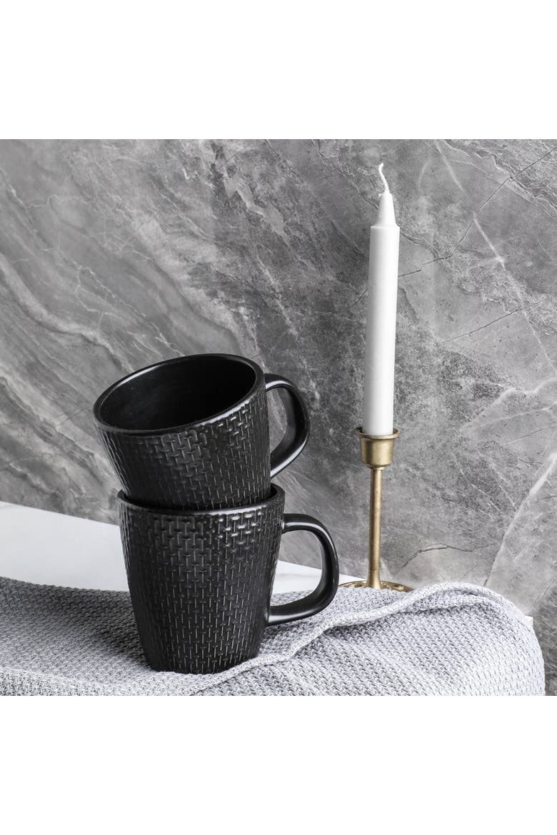 Abigael Stoneware 4-Piece Mug Set, Alternate, color, Black