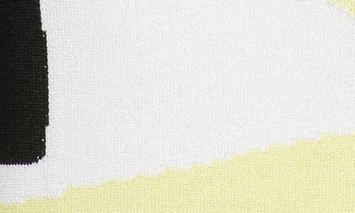 Ming Wang Abstract Colorblock A-line Sweater Dress In Lemon