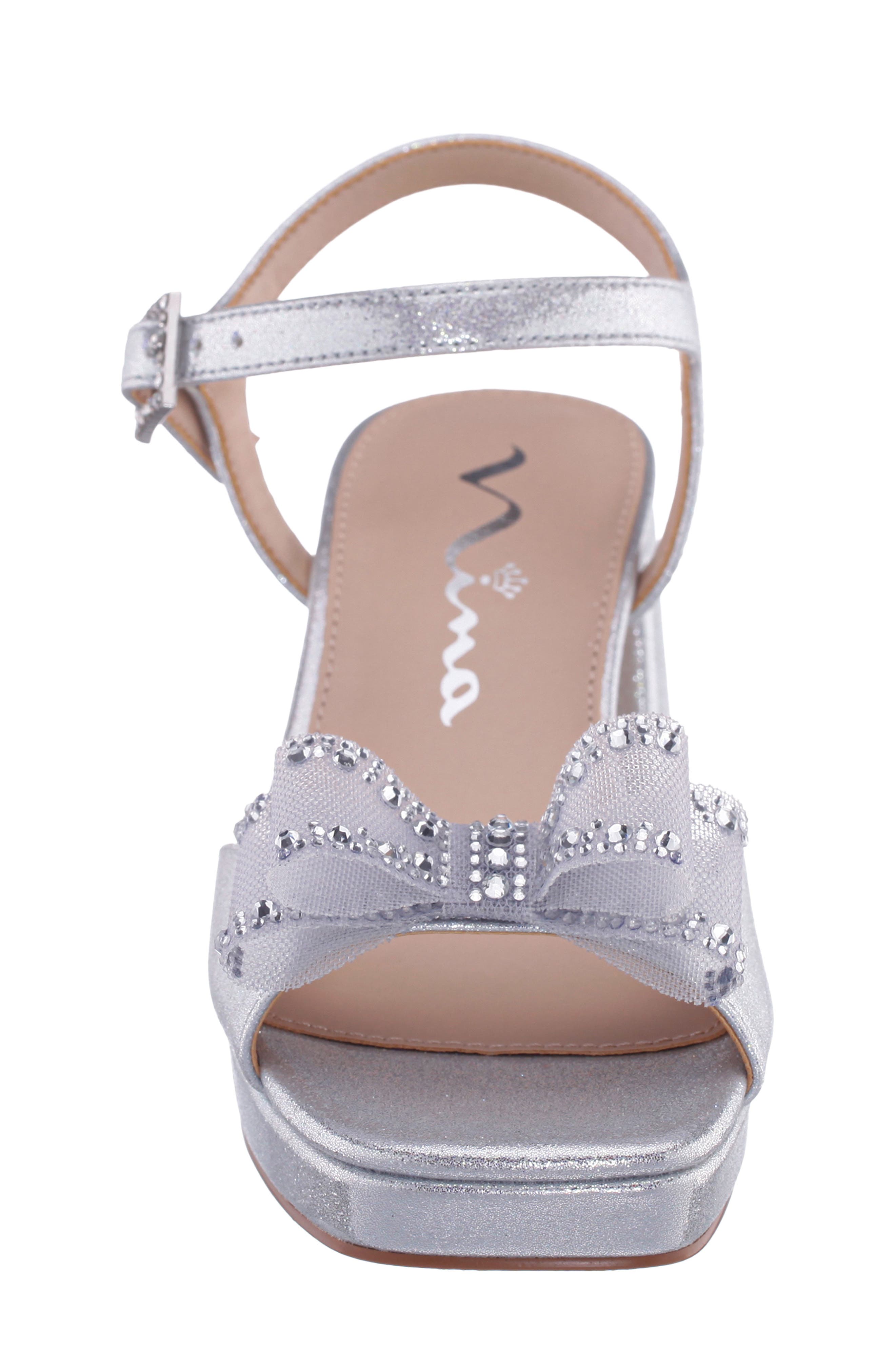 Kids' Aiza Ankle Strap Platform Sandal, Alternate, color, SILVER SHIMMER