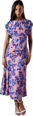 Coast Cap Sleeve Floral Chiffon Midi Dress
